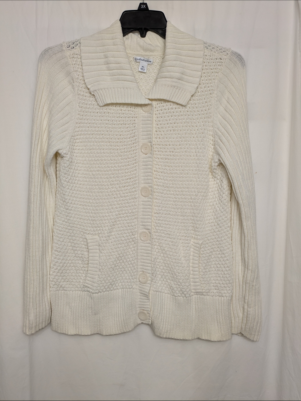Croft & Barrow Cream Chunky Knit Cardigan Sweater XL 🤍 - Picture 2 of 9